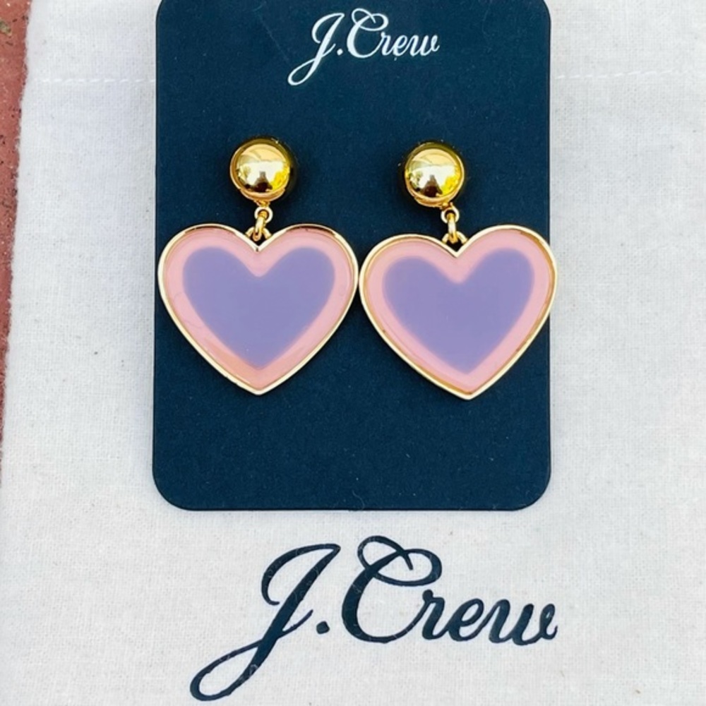 J. Crew Pale Blush Heart Drop Earrings NWT